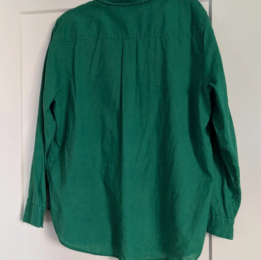 Oversized Green Linen Blend Button Up - Picture 8 of 12